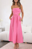 Sexy Celebrities Solid Backless Strapless Waist Skirt Dresses(4 Colors)