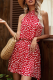 Elegant Print Floral Frenulum Halter A Line Dresses