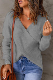 Fashion Casual Solid Patchwork V Neck Tops