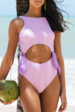 Fashion Simplicity Solid Backless Swimwears