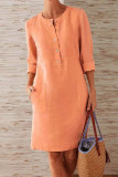 Fashion Casual Solid Split Joint O Neck A Line Dresses