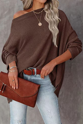 Casual Solid Patchwork One Shoulder Tops