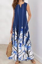 Casual Bohemian Print Pocket O Neck A Line Dresses