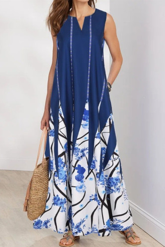 Casual Bohemian Print Pocket O Neck A Line Dresses