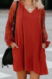 Elegant Lace Split Joint V Neck A Line Dresses