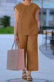 Casual Simplicity Solid Solid Color Short Sleeve Two Pieces