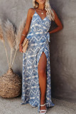 Fashion Bohemian Print Frenulum V Neck A Line Dresses