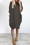 Casual Solid Solid Color O Neck Long Sleeve Dresses