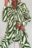 Casual Geometric Printing Turndown Collar Long Sleeve Two Pieces