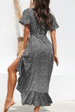 Fashion Street Print Slit V Neck Irregular Dresses