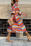 Casual Plaid Print Patchwork Half A Turtleneck Dresses(Without Belt)