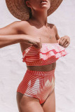 Fashion Simplicity Striped Split Joint Swimwears