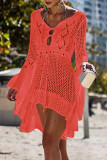 Fashion Vacation Solid Hollowed Out Swimwears Cover Up