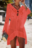 Fashion Vacation Solid Hollowed Out Swimwears Cover Up