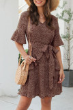Fashion Simplicity Print Patchwork V Neck A Line Dresses