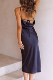 Fashion Celebrities Solid Split Joint Spaghetti Strap A Line Dresses