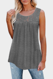 Casual Patchwork Lace Hollowed Out O Neck T-Shirts
