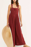 Fashion Casual Solid Without Belt Spaghetti Strap Loose Jumpsuits