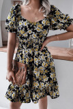 Fashion Casual Print Split Joint Square Collar A Line Dresses