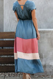 Elegant Solid Split Joint V Neck Dresses