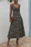 Fashion Casual Print Split Joint V Neck A Line Dresses