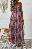 Casual College Print Patchwork O Neck Sling Dress Dresses