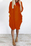 Casual Solid Solid Color O Neck Long Sleeve Dresses