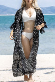 Fashion Vacation Dot Split Joint Swimwears Cover Up
