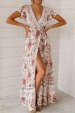 Fashion Bohemian Print V Neck Printed Dresses
