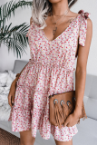 Casual Sweet Floral Strap Design Stringy Selvedge V Neck A Line Dresses