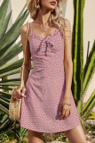 Fashion Elegant Print Frenulum Stringy Selvedge V Neck A Line Dresses