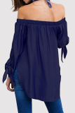 Casual Street Solid Patchwork Strap Design Off the Shoulder Tops