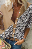 Casual Street Leopard Buckle Turndown Collar Tops