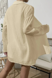 Casual Simplicity Solid Fold Turndown Collar Long Sleeve Two Pieces(8 Colors)