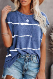 Fashion Street Striped Split Joint O Neck T-Shirts