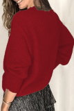 Casual Solid Lace Patchwork Buckle V Neck Tops