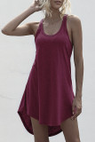 Fashion Casual Solid Patchwork U Neck A Line Dresses