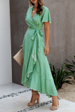 Elegant Floral Flounce With Belt Irregular Dress Dresses