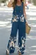 Casual Print Patchwork O Neck Sleeveless Two Pieces