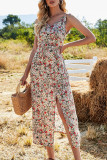 Fashion Street Print Slit V Neck A Line Dresses