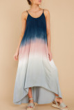 Fashion Street Tie Dye Split Joint Spaghetti Strap Irregular Dresses