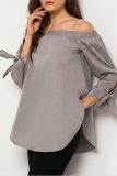Casual Street Solid Patchwork Strap Design Off the Shoulder Tops