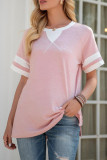 Fashion Casual Solid Split Joint O Neck T-Shirts