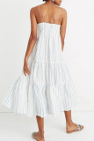 Fashion Sweet Striped Patchwork Spaghetti Strap Sling Dresses