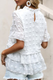 Fashion Street Solid Split Joint O Neck Tops