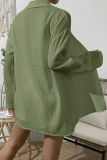 Casual Simplicity Solid Fold Turndown Collar Long Sleeve Two Pieces(8 Colors)