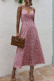Fashion Casual Print Split Joint V Neck A Line Dresses