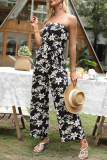 Elegant Floral Bandage One Shoulder Straight Jumpsuits