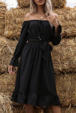 Fashion Street Solid Split Joint Off the Shoulder A Line Dresses