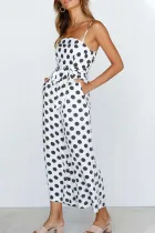 Fashion Simplicity Dot Bandage Spaghetti Strap Loose Jumpsuits